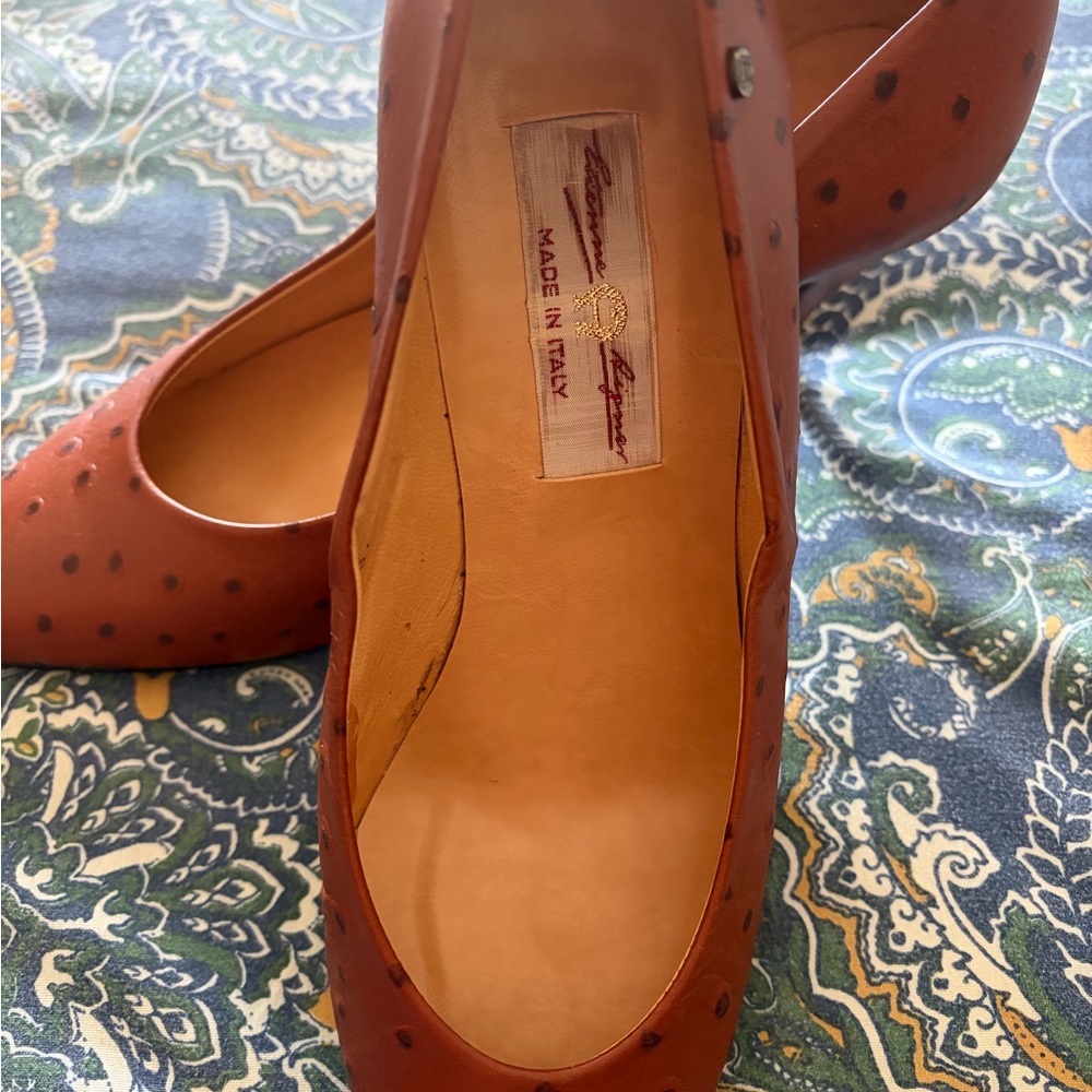 Etienne Aigner Cognac Ostrich Heels